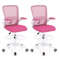 thumbnail image 1 of Gymax 2PCS Home Office Drafting Chair w/Flip-Up Armrests Adjustable Footrest Ring, 1 of 10