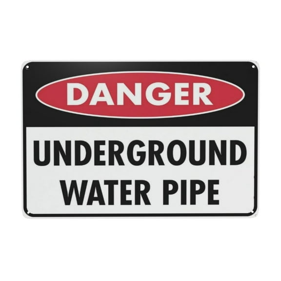 Danger Underground Water Pipe Sign Tin Sign Warning Metal Sign Vintage Sign Wall Decor for Home Farm Bar Coffee Shop Club Decoration 8x12 Inch