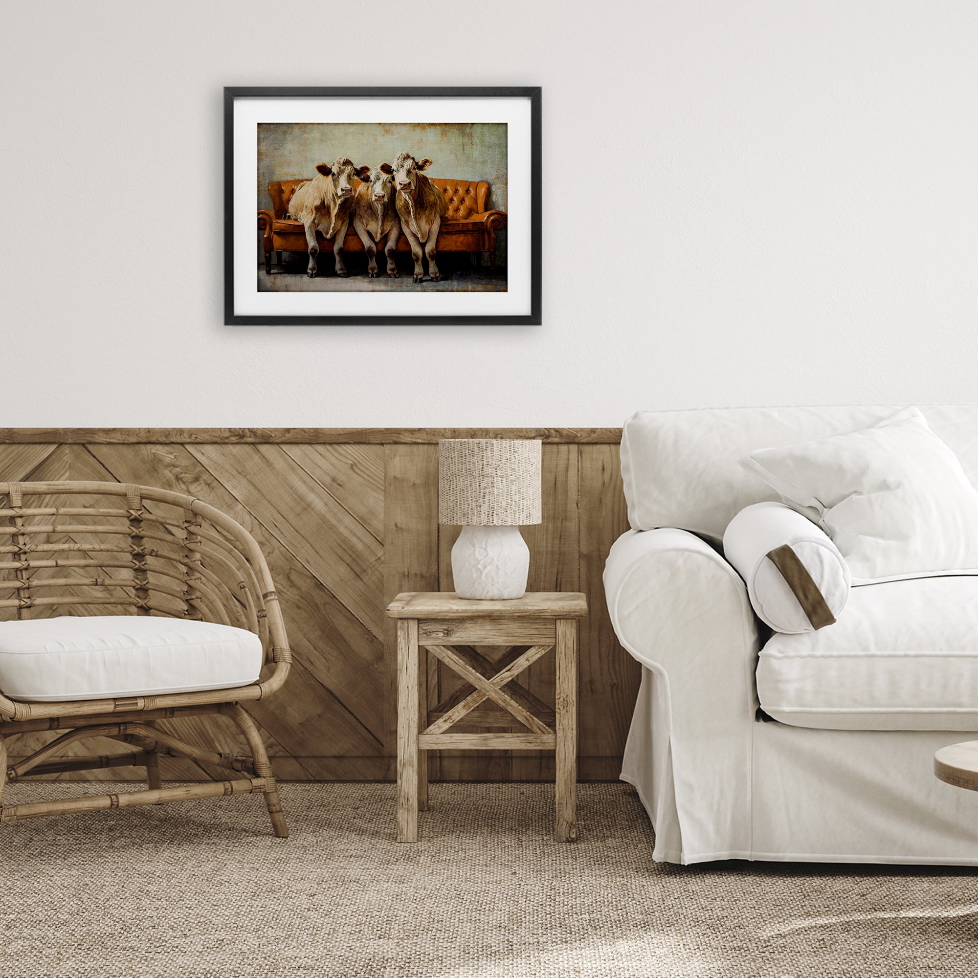 Stupell Industries Cows Just Chillin' Black Framed Print Under Glass, design by Tina LeCour
