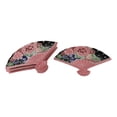 thumbnail image 4 of Ebros Set Of 4 Pink Floral Blossoms Oriental Fan Shaped Appetizer Sushi Plates, 4 of 5
