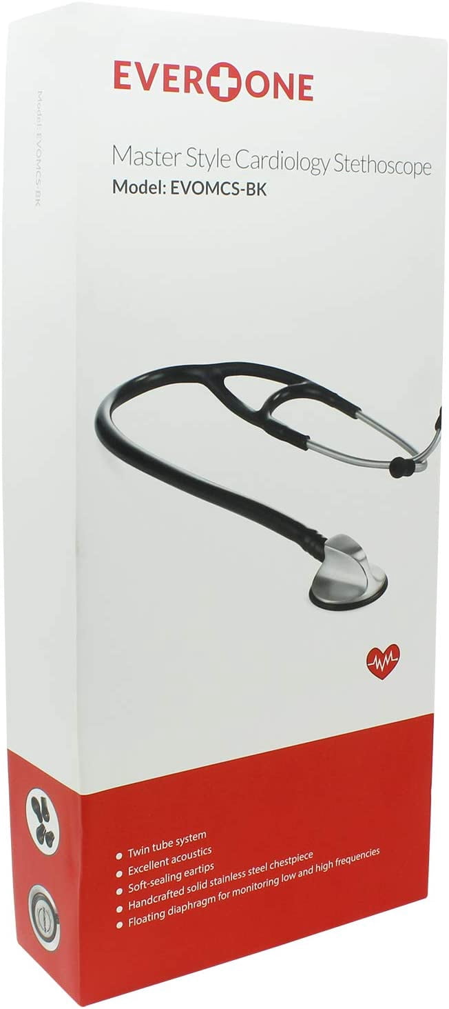 EverOne Professional Style Cardiology Stethoscope, Black, 27 Inch