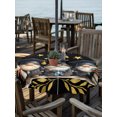 thumbnail image 3 of Outdoor Tablecloth with Umbrella Hole Zipper Graduation Gnomes Round Tablecloth 54" Waterproof Outside Table Cloth Stars Fireworks Botanical Black Patio Table Cover Tablecloths for Picnic Party, 3 of 8