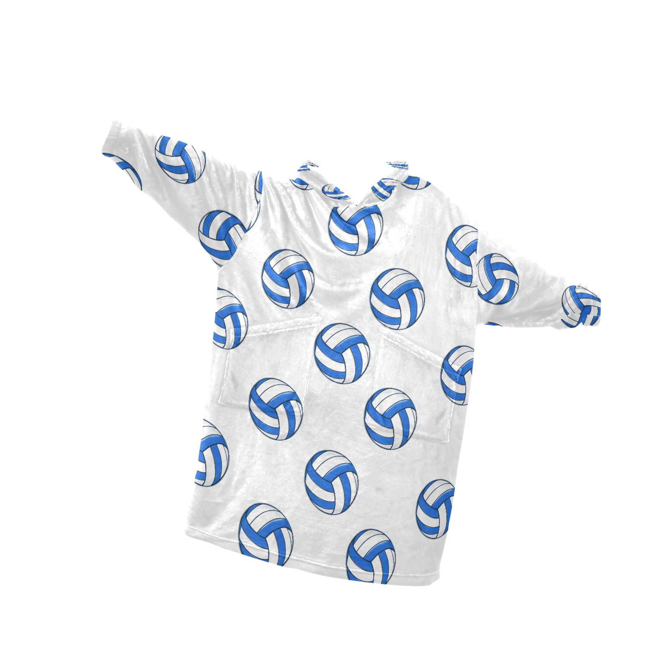joogoo Wearable Blanket Hoodie Volleyball Blue for Flannel Sherpa Pocket 3-14 YR S