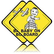 Baby on Board Stickers for Cars - 2 Pack Safety Car Signs for Rear, Side Windows, Bumpers