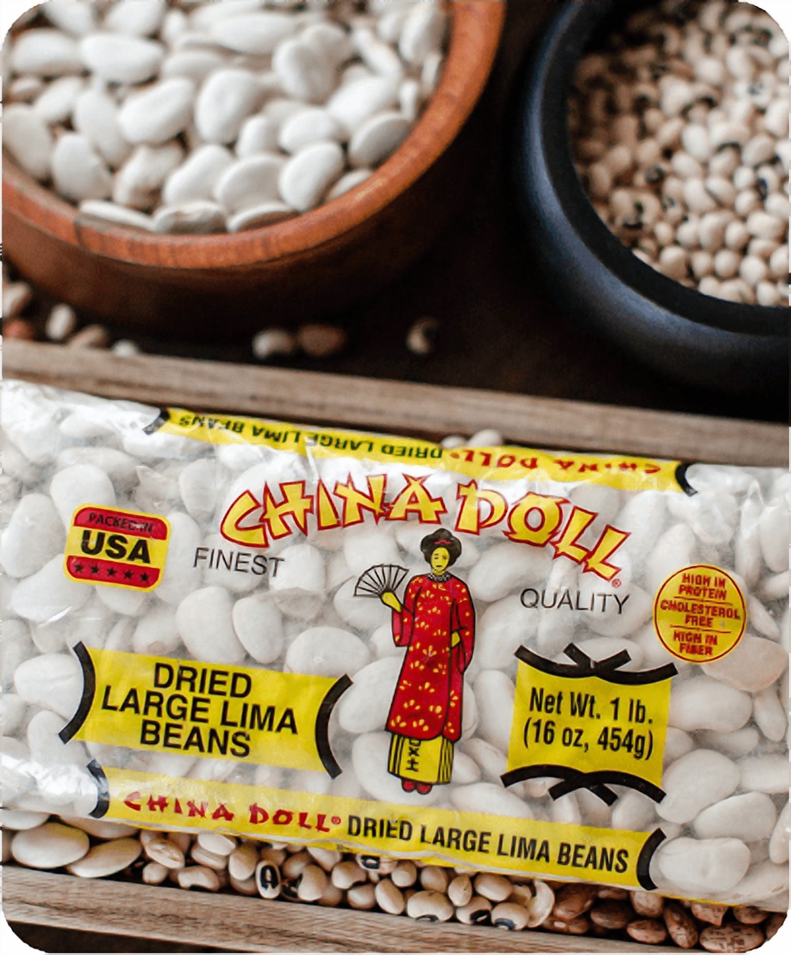 (3 pack) China Doll Dried Large Lima Beans, 16 oz Bag