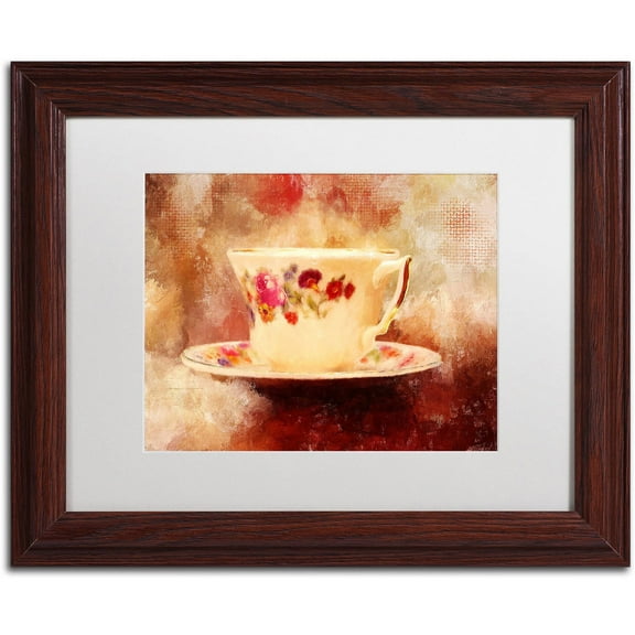 Trademark Fine Art "Time for Tea" Canvas Art by Lois Bryan White Matte, Wood Frame