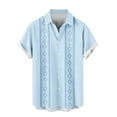 thumbnail image 4 of Generic Cuban Guayabera Shirts for Men Short Sleeve Casual Button Down Shirt Band Collar Beach Camp Mexican Shirt, 4 of 5