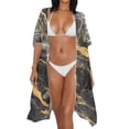 thumbnail image 3 of Xoenoiee Black Golden Marble Print Womens Swimsuit Coverups Half Sleeve Kimono Cardigan Bathing Suit Cover Up Bikini Swimwear Open Front Cover Ups Beach Outfits, 3 of 7