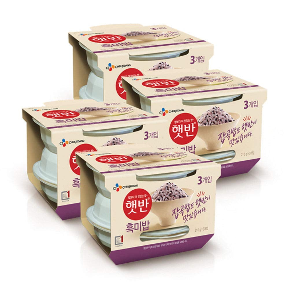 [12 Packs] CJ Korean Every Day Instant Black Rice 햇반 흑미밥 210g