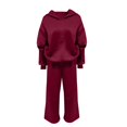 thumbnail image 4 of Two Piece Set for Women, Oversized Hoodie and Wide Leg Sweatpants Set, Solid Color Casual Matching Outfit, Women's Loungewear Set for Daily Wear, Lounge, and Casual Outfit Wine, 4 of 4