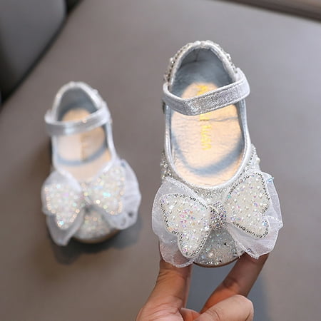 

RUICUW Fashion Summer Girls Dance Shoes Princess Dress Performance Shoes Pearl Sequin Ribbon Bow Light Solid Color Elegant And Comfortable 4-4.5 Years