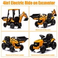 thumbnail image 2 of 12V JCB Ride on Excavator Toy, 4 in 1 Ride on Tractor Truck with Remote Control, Powered Ride on Bulldozer Kids Electric Vehicles with Front Loader Bulldozer, Digger, Adjustable Seat, Yellow, 2 of 6