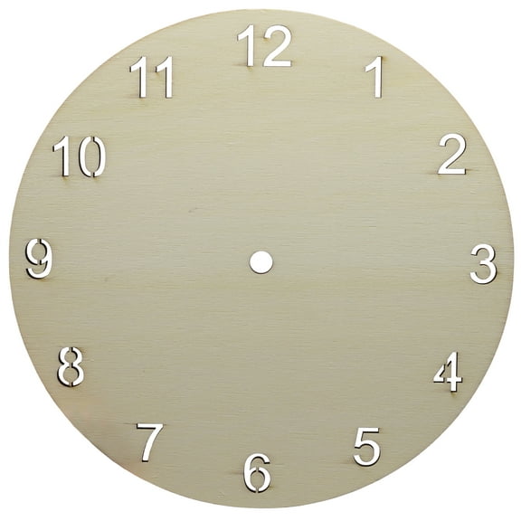 Clock Face for Crafts, DIY Unfinished Wood Clock Face Blank, 9" Round with Laser Cut Numerals, Make Your Own Clock