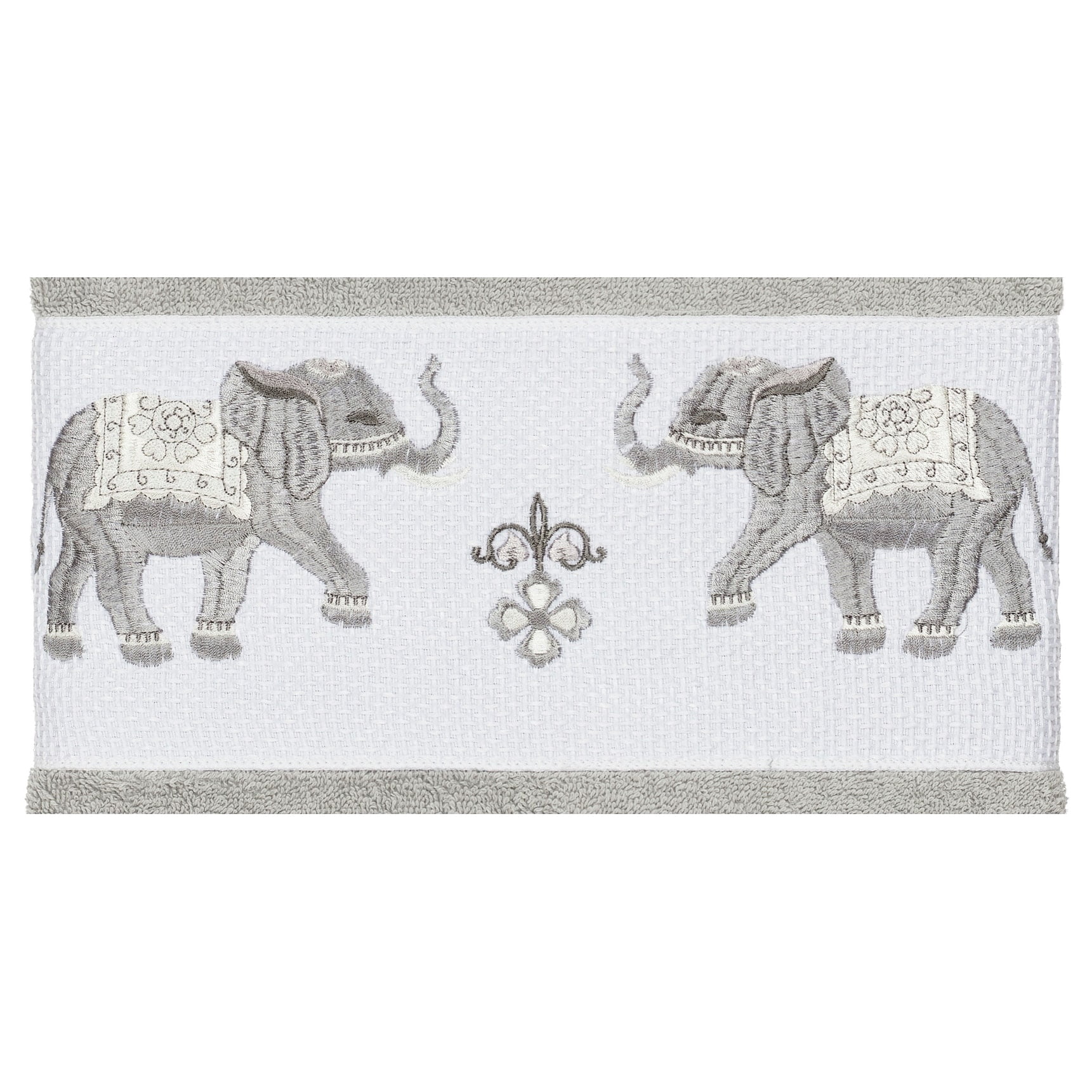 Authentic Hotel and Spa  Turkish Cotton Elephants Embroidered Light Grey Bath Towel