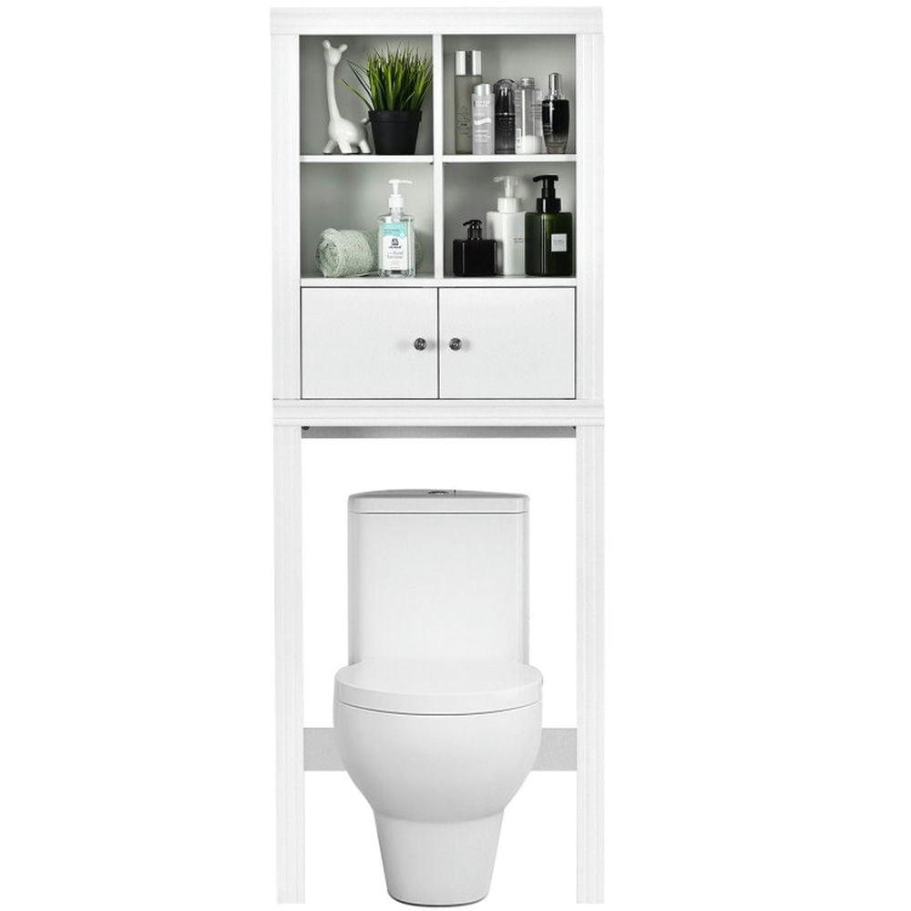 Finihen Toilet Storage Rack, Over the Toilet Storage Rack, Bathroom Space Saver with Adjustable Shelf, for Bathroom, White