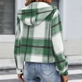 thumbnail image 4 of Flannel Jacket for Women Trendy Fleece Lined Button Down Plaid Shacket Long Sleeve Hooded Jackets Fall Winter Pocket Coat, 4 of 5