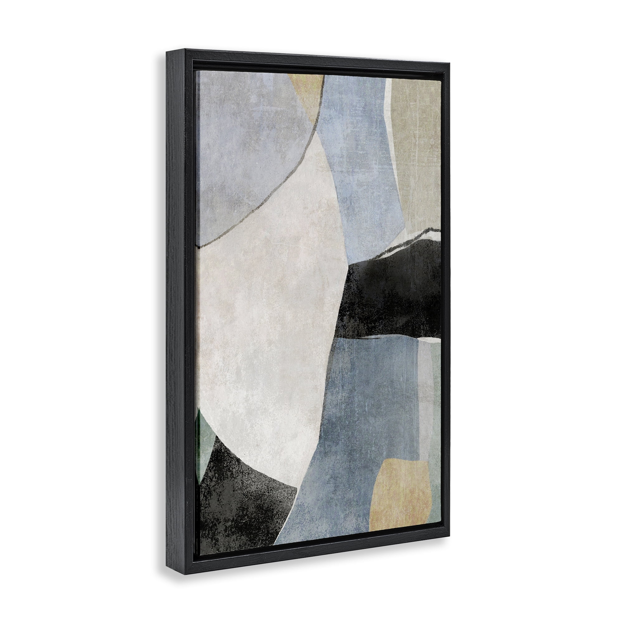 Stupell Industries Cutout Shapes Composition Abstract Painting Black Floater Framed Canvas Art Print Wall Art, 21 x 31