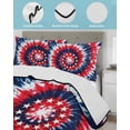 thumbnail image 3 of Quilt King Size Bedding Set, Blue Red Tie-dye Reversible Summer Quilt 3 Pieces, Independence Day Stars Abstract Lightweight Bedspreads Coverlets with 2 Pillow Shams for All Seasons, 3 of 5