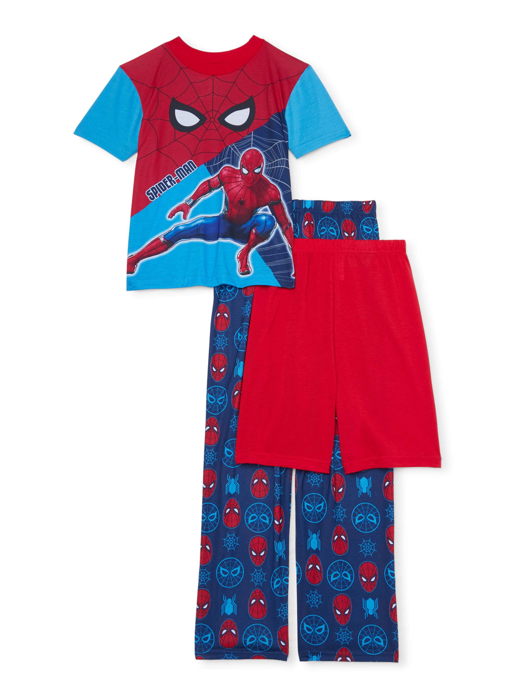 Boys 2 Piece Fleece Sleepwear Pajama Set Spiderman Size 6 S Blue Top Red Pant 