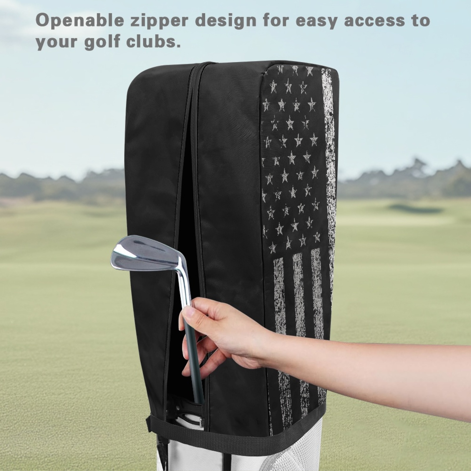 Yuyamidu American Flag Golf Bag Cover 4th of July Golf Bag Dust Cover Hood Waterproof Golf Caddy Bag Cover Decorations Golf Gifts for Men Women