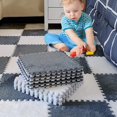 thumbnail image 5 of 12 pcs Plush Puzzle Foam Floor Mat for Kids- Thick Interlocking Fluffy Tiles with Border Square Rug Split Joint Soft Climbing Carpet Mats Shaggy Area Rug for Room Floor(11.8'', White & Gray), 5 of 15