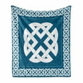 thumbnail image 1 of Celtic Soft Flannel Fleece Throw Blanket, Everlasting Knot Motif Representing 4 Elements Earth Water and Air, Cozy Plush for Indoor and Outdoor Use, 50" x 70", Petrol Blue White, by Ambesonne, 1 of 6