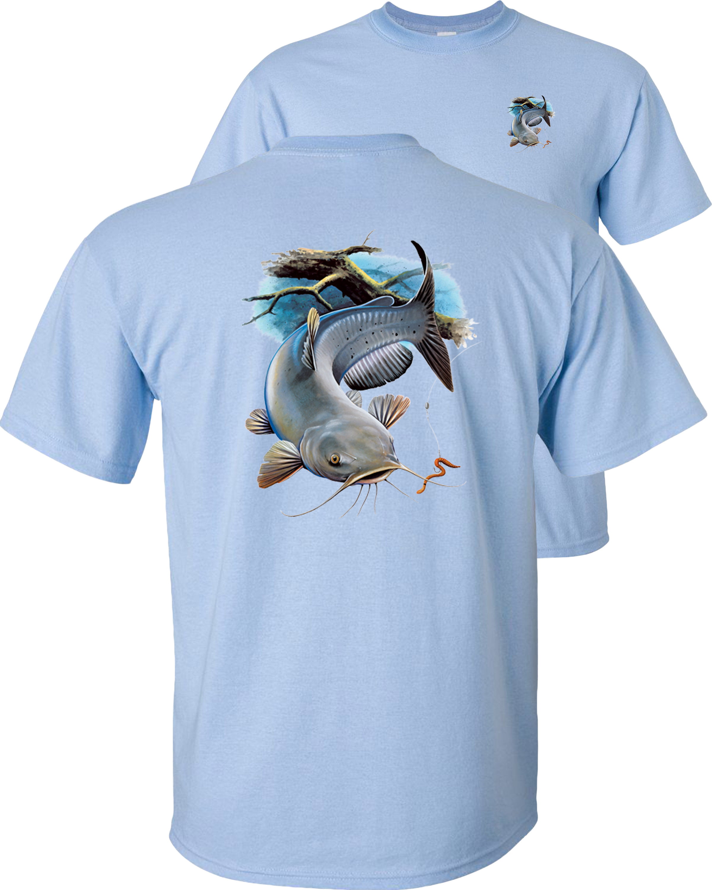 Fair Game Catfish T-Shirt, River Blue Channel, Fishing Graphic Tee-Sand-M 