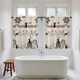 thumbnail image 4 of Japanese Style Tier Curtains 54 Inch Length, Vintage Cartoon Cat House Trees Flowers Cafe Short Curtains for Bathroom Over Sink, Small Kitchen Curtain Light Filtering Drapes 2 Panels 27.5"Wx54"L, 4 of 8
