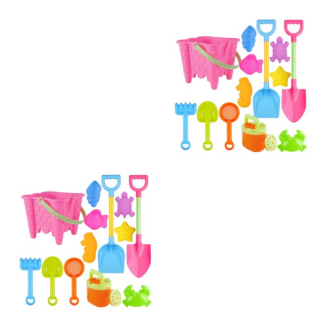 Naiovety Coloridos juguetes de playa de plástico - Juego de juguetes interactivos y educativos para niños Lindo fácil de limpiar Accesorios Caja cuadrada rosa 2Conjunto
