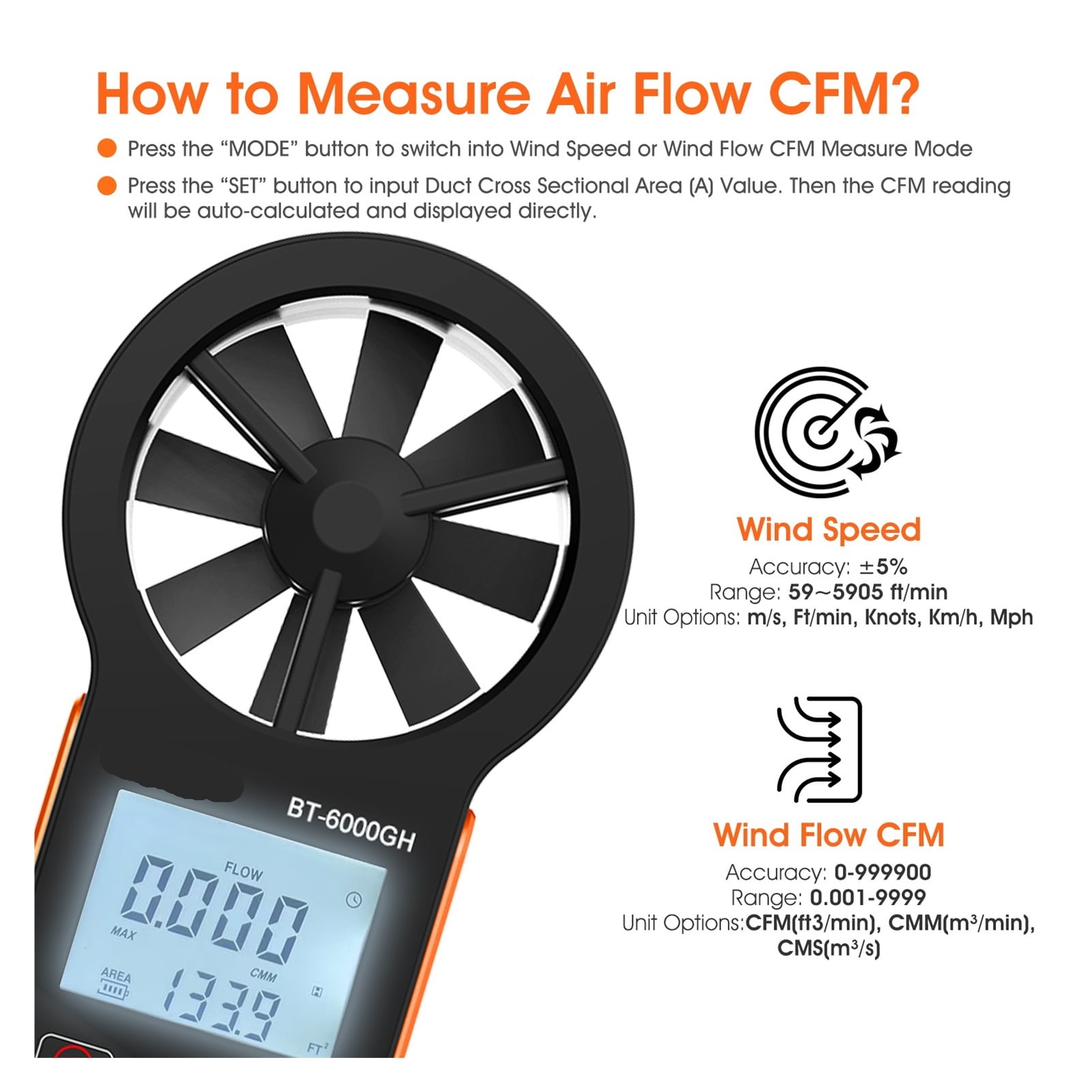 Wind Speed Measurement New Rechargeable Anemometer with Touching Key,Temperature Display,Instrument