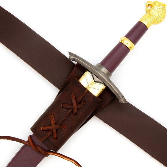 Medieval Chaucer Leather Dagger Frog Belt Holder  Adjustable Brown
