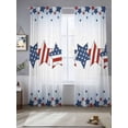 thumbnail image 5 of 4th of July Semi Sheer Window Curtains 96 Inches Long, American Star Blue Ombre Independence Day Rod Pocket Voile Silky Chiffon Curtain Light Filtering Drapes for Living Room, 52"x96", 2 Panels, 5 of 9