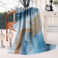 thumbnail image 2 of Blue Gold Wave Marble Pattern Blanket,Comfortable Soft Flannel Throw Blanket,All Season,Warm Lightweight Blankets for Sofa Bed Couch Living Room Chair,50"x60", 2 of 4