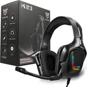 ONIKUMA Gaming Headset for PS4, PC, Xbox One Controller, Noise Cancelling Over Ear Headphones with Mic Bass Surround, Soft Memory Earmuffs for PC Mac Nintendo Switch Games
