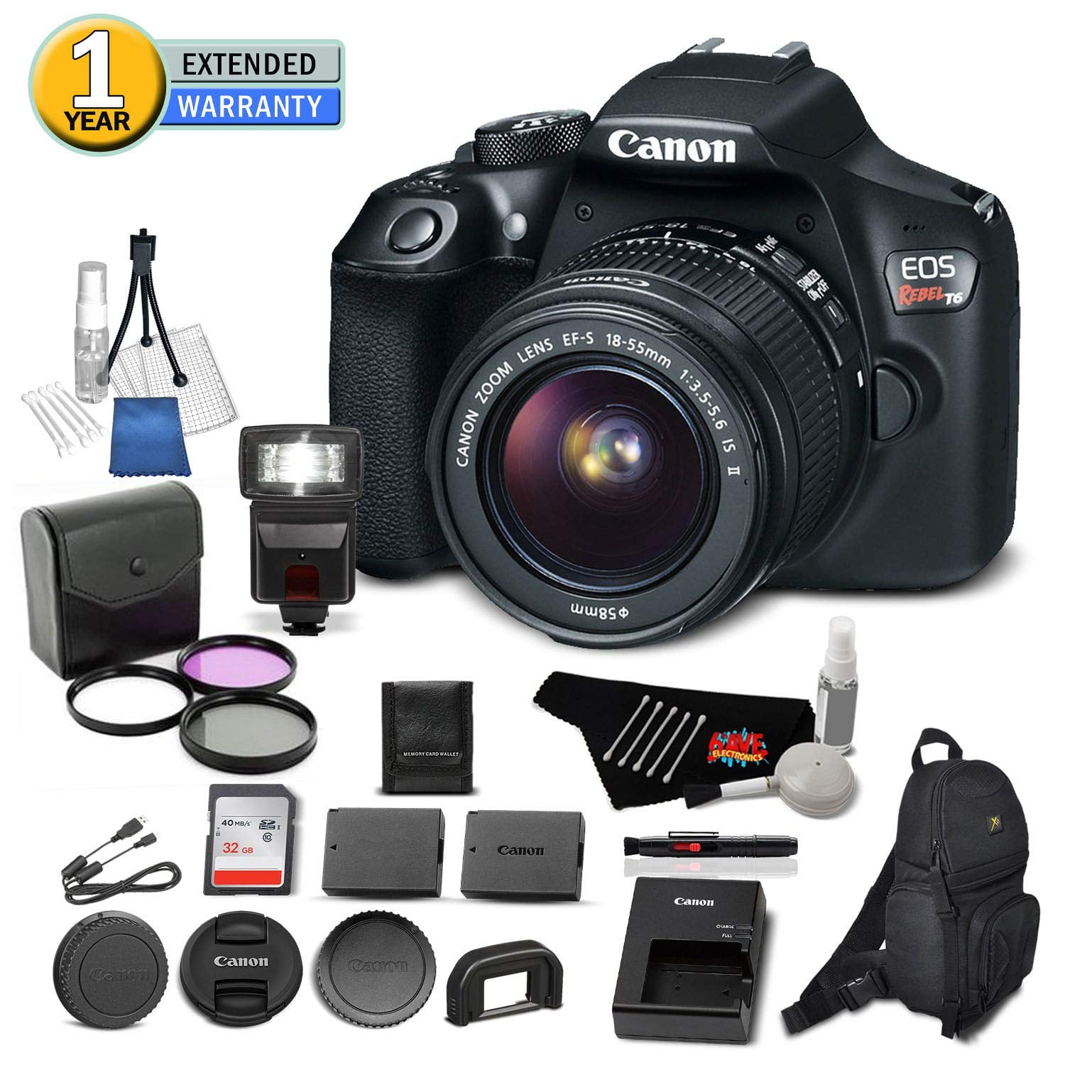 Canon EOS Rebel T6 Digital SLR Camera 1159C003 Bundle with 1855mm Bundle3