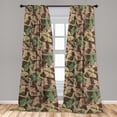 thumbnail image 2 of Abstract Art Window Curtains, Grunge Design Leaves Silhouette Pattern Wild Jungle Themed Print, Lightweight Decor 2-Panel Set with Rod Pocket, Pair of - 28"x63", Dark Rosewood Sea Green, by Ambesonne, 2 of 3