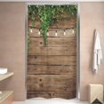 thumbnail image 2 of Rustic Wooden Stall Shower Curtain - 36Wx72H Inch Antique Brown Wall Board Green Leaves Retro Home Decor Waterproof Polyester Includes 7 Plastic Hooks, 2 of 6