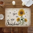 thumbnail image 2 of Placemats for Dinning Table Set of 12, Yellow Sunflower Summer Vintage Flower Bee Sunshine Burlap Kitchen Place Mats Waterproof Cloth Table Mats, Indoor Outdoor Placemats Easy Clean Dinner Decor, 2 of 8