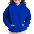 thumbnail image 2 of YOUYEDIAN Kids Fleece Hoodie Loose Fit Casual Solid Color Hooded Pullover Sweatshirt, 2 of 4
