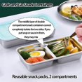 thumbnail image 4 of Contenant à Collation en Acier Inoxydable Grab and Go à Double Compartiment Réutilisable avec Couvercles, Boîte Bento Étanche pour Collations et Trempettes, Voyage, Camping en Plein Air (2 Pcs), 4 of 7