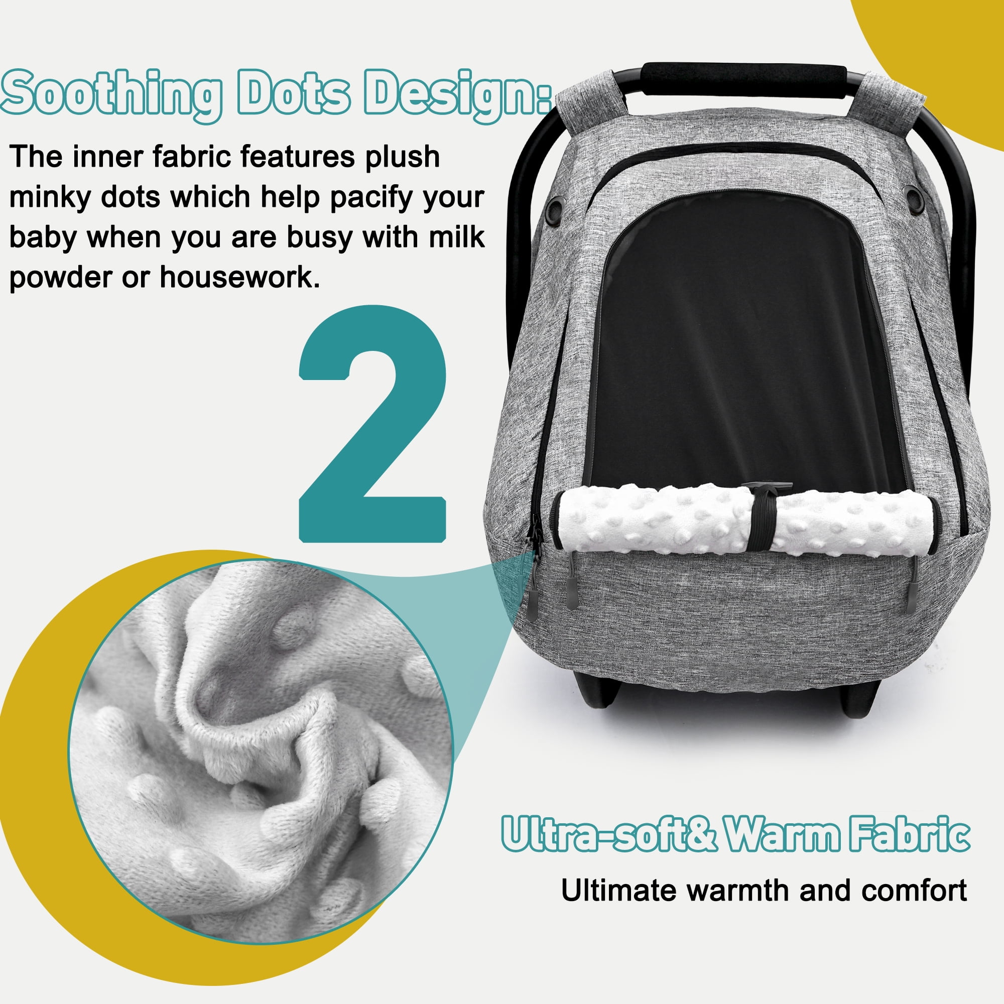 Baby Car Seat Cover for Babies,Patented Waterproof Baby Car Seat Cover for Boys & Girls,Infant Car Seat Cover Canopy for Girls,Windproof Car Seat Canopy for Boys, Keeps Babies Warm and Cozy (Gray)