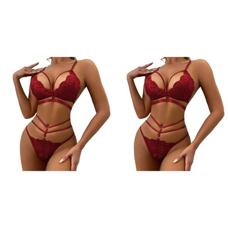 2 Pack Women Lace Lingerie New Fashion Underwear Suits Lingerie Underwear Sleepwear Pajamas Bridal Bustier Lingerie for Women Set Your Side of The Bed Lingerie Women s Lingerie plus