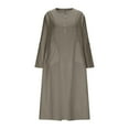 thumbnail image 5 of Drses‌‌ ‌‌‌‌‌‌‌‌‌‌‌‌‌‌‌‌‌‌‌‌‌‌‌‌‌‌‌‌‌‌Women's Plus Size Cotton Linen Dress - Long Sleeve Button Up Round Neck Casual with Pockets, 5 of 7