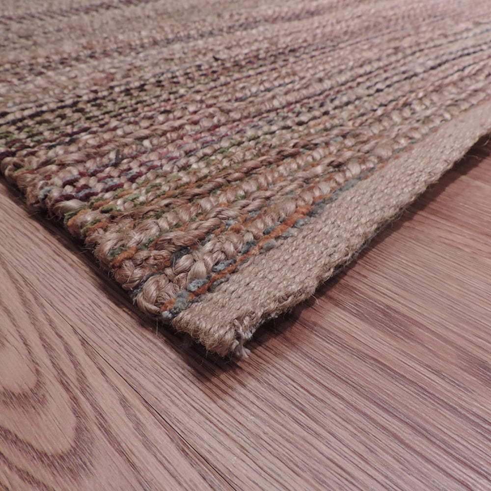 LR Home Natalie Belle Brown/Mutli Braided Farmhouse Jute Blend Area Rug, 5' x 7'9"