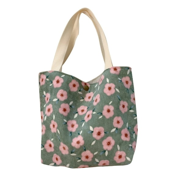 Ladies Tote Bag Flower Print Corduroy Handbag Fashion Beach Shopper Organizer