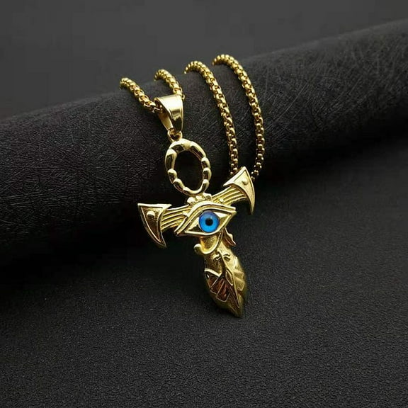 Ancient Egypt The Eye Of Horus 14K Yellow Gold Pendant Necklaces For Women And Men Round Jewelry