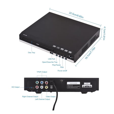 DVD Player with Remote Control DVD CD Disc Player Digital Multimedia Player Playback HD AV Output