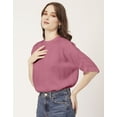 thumbnail image 5 of Moomaya Solid Viscose Top For Women, Pastel Colors, Elbow Sleeve Summer Top, 5 of 8