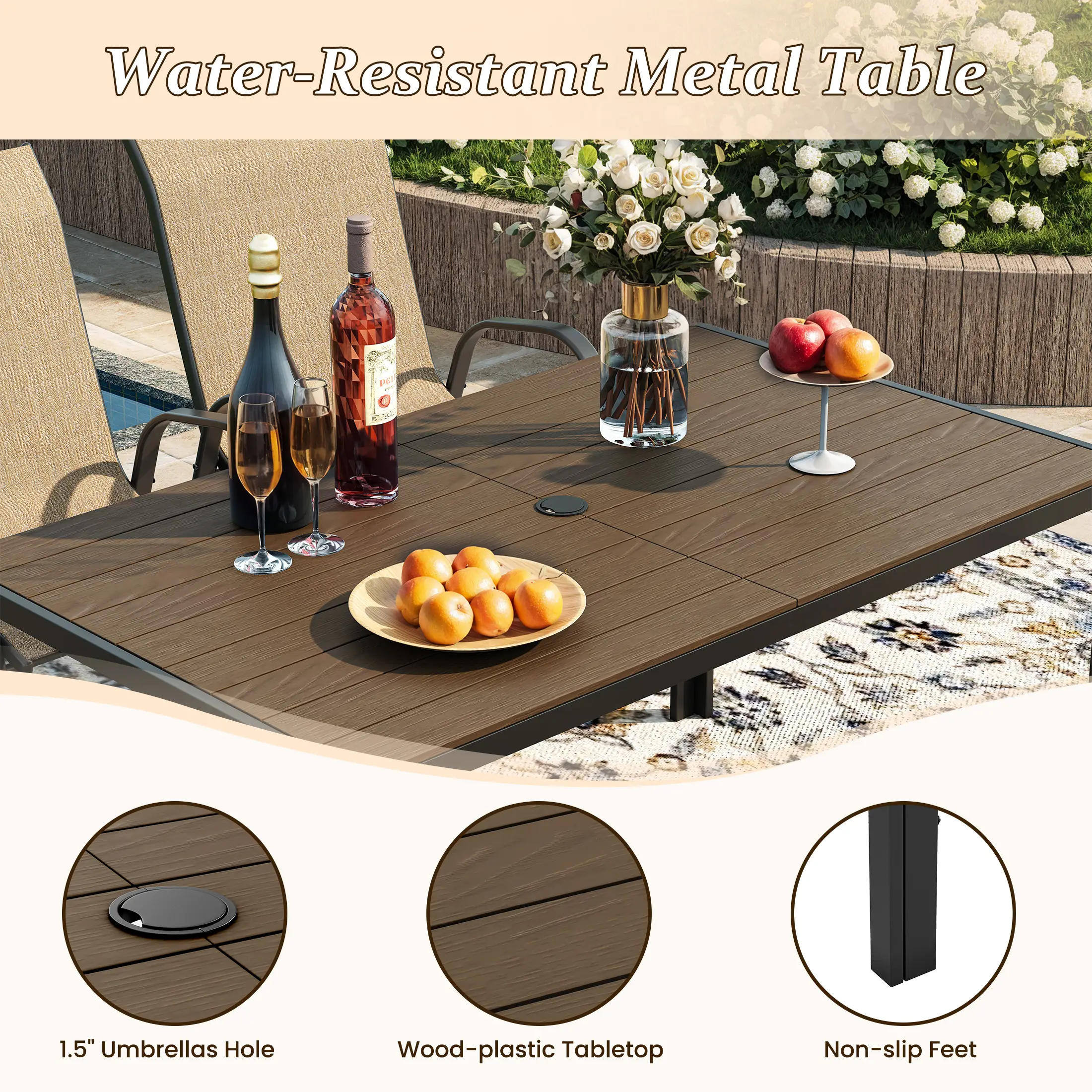 UDPATIO Patio Chairs Set of 5, Outdoor Dining Chairs High Back with All Weather Breathable Textilene, Metal Frame for Lawn Garden Backyard Deck,Dark Grey