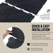 GroundSmart 16 x 16 x 5/8 Gray SmartLoc Herringbone Floor Tile Rubber Patio Paver, 9 Pack